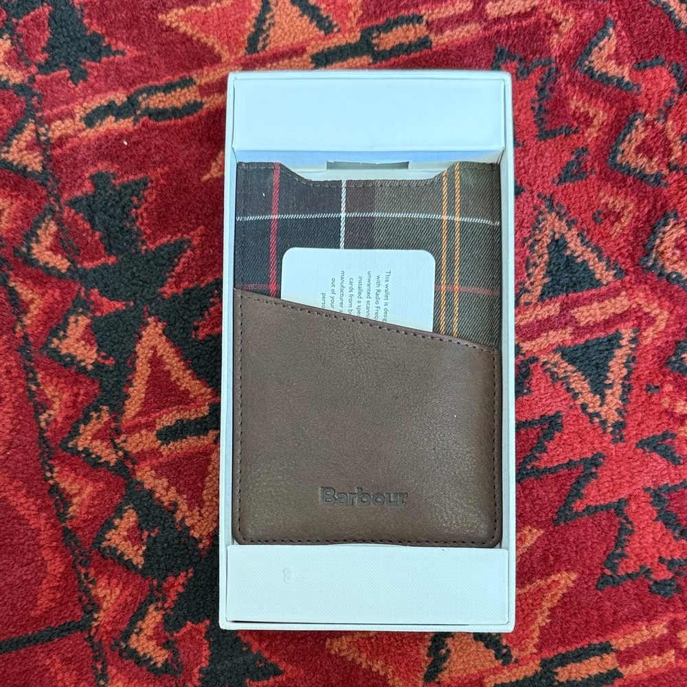 Barbour Brown and Plaid Card Holder
